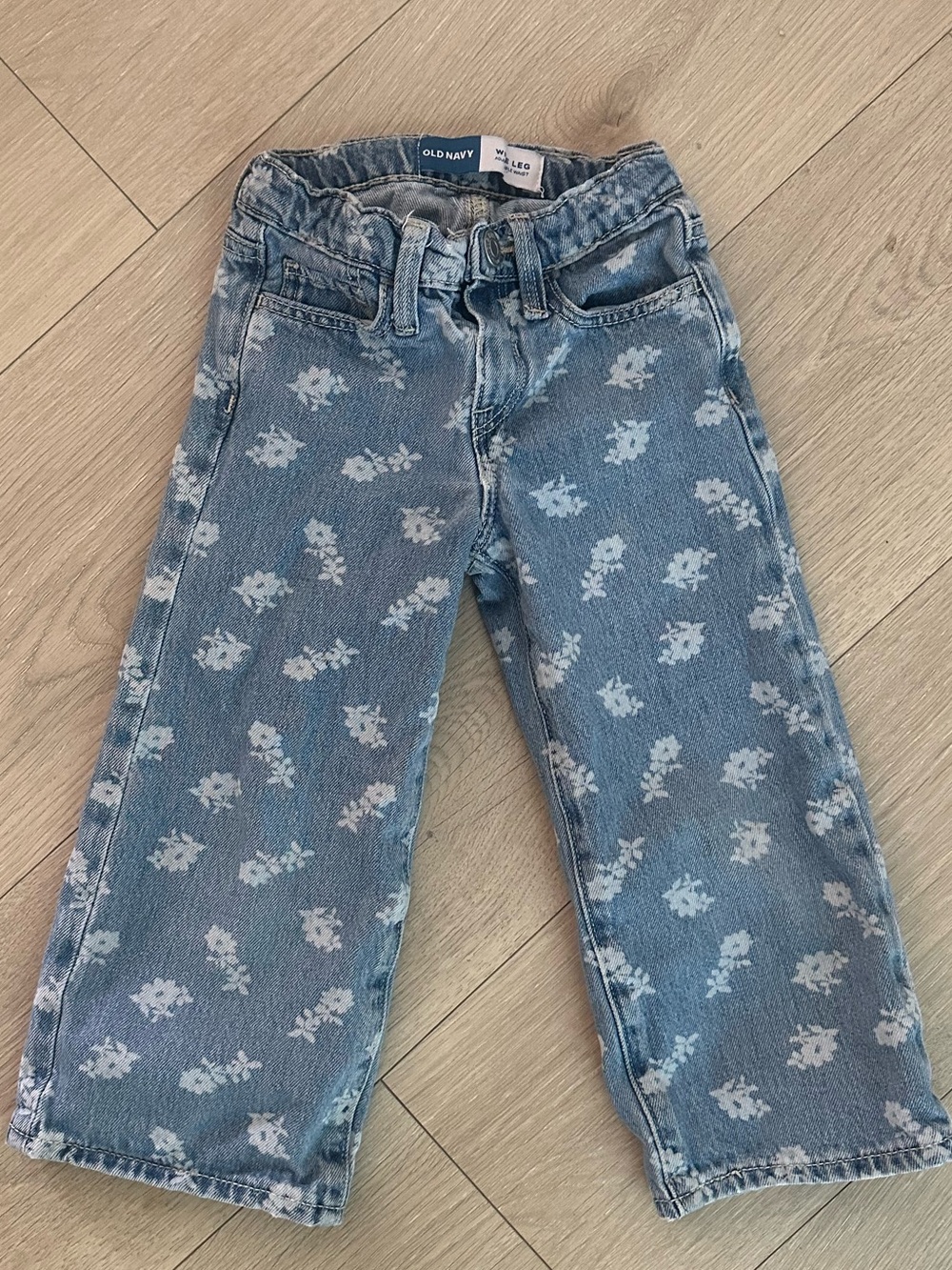 Old Navy Light Blue Floral Print Wide Leg Jeans 3t